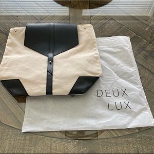 Deux Lux Demi Canvas & Vegan Leather Backpack with Dustbag NWOT